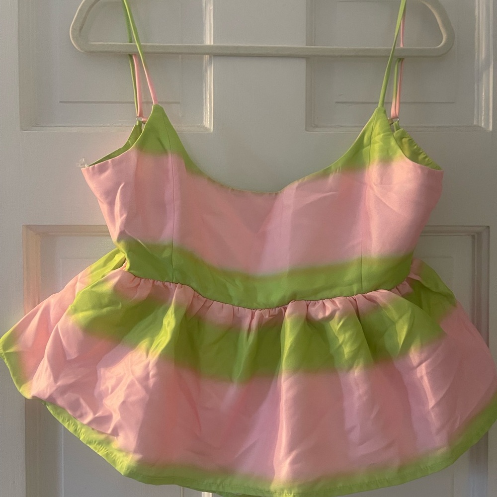 Main Strip Neon Pink and Green Top